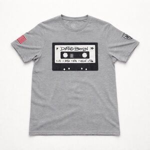 Defend Brooklyn Men’s T-Shirt Gray Cassette Tape Print Short Sleeve Tee